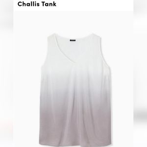 Torrid Challis Tank, size 4x, white and gray dip dye